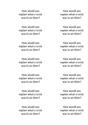 Self Differentiating Plenary or Starter Assessment of Progress Task Explain to an Alien Exit Tickets