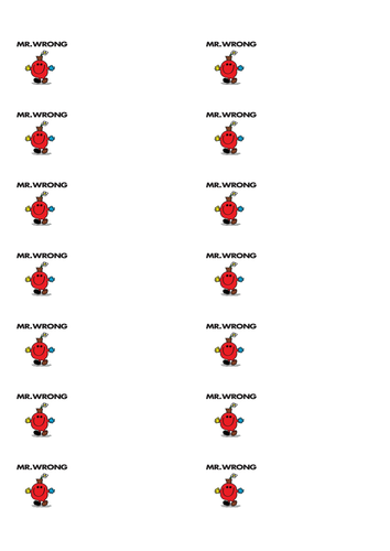 Mr Wrong Assessment Plenary Starter Discussion Activity Resource Stickers Collaborative