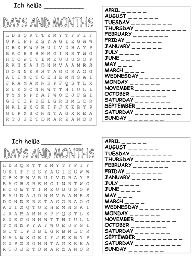 Days of week and months | Teaching Resources