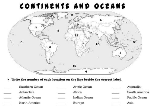 CONTINENTS AND OCEANS -GEOGRAPHY KS1-2 WORLD MAPS EARTH | Teaching ...