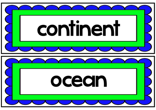 CONTINENTS AND OCEANS -GEOGRAPHY KS1-2 WORLD MAPS EARTH | Teaching