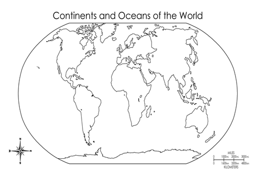 CONTINENTS AND OCEANS -GEOGRAPHY KS1-2 WORLD MAPS EARTH by - UK ...