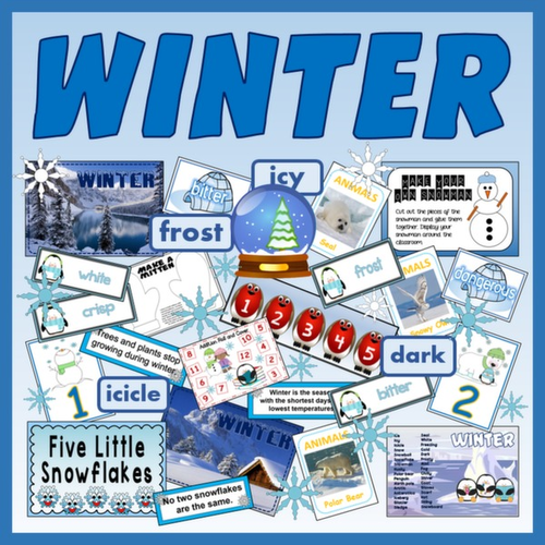 WINTER TEACHING RESOURCES WEATHER SEASONS DISPLAY CHILDMINDER EYFS KS 1-2