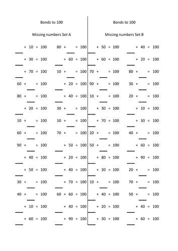 Adding Ten Bonds To 100 By Laurajanetutoring Teaching Resources TES