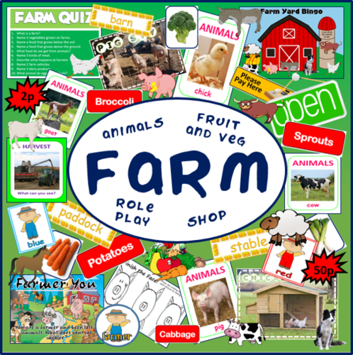 FARM TEACHING RESOURCES ANIMALS FRUIT VEGETABLES SHOP ROLE PLAY