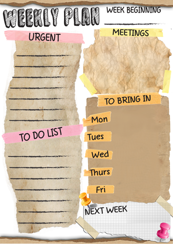 WEEKLY PLAN SHEET