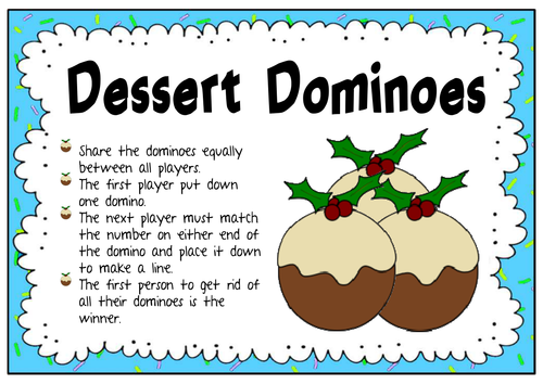 CHRISTMAS GAMES TEACHING RESOURCES KS1-2 BOARD CARD GAMES DOMINOES XMAS