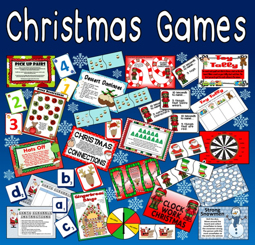 CHRISTMAS GAMES TEACHING RESOURCES KS1-2 BOARD CARD GAMES DOMINOES XMAS