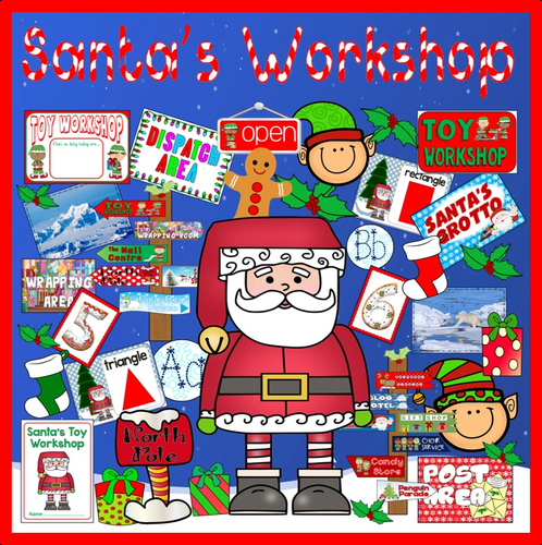 SANTA'S TOY WORKSHOP ROLE PLAY TEACHING RESOURCES CHRISTMAS DISPLAY EYFS KS1