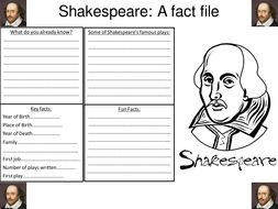 Shakespeare fact file worksheet | Teaching Resources