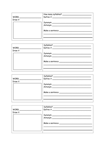 Blank vocabulary learning worksheet | Teaching Resources