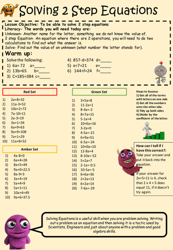 2 Step Equations super sheet