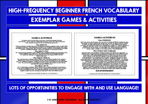 FRENCH VOCABULARY CARDS 2 | Teaching Resources