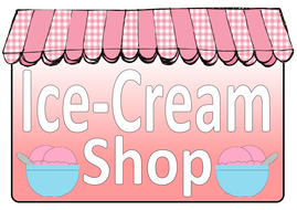 ICE-CREAM PARLOUR SHOP ROLE PLAY TEACHING RESOURCES KEY STAGE 1-2 FOOD