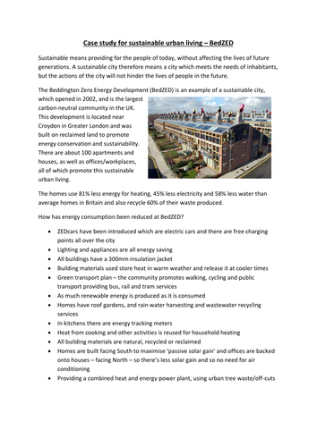 BedZED - GCSE Geography Case Study