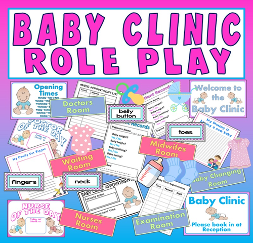 BABY CLINIC ROLE PLAY TEACHING RESOURCES EARLY YEARS EYFS FAMILY KS 1-2
