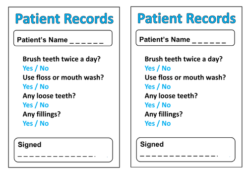 DENTIST ROLE PLAY CLEAN TEETH TEACHING RESOURCES SCIENCE KEY STAGE 1-2 ...