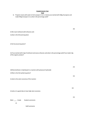 Series of A level homework sheets with linked answer sheets on Amount of substance and Energetics