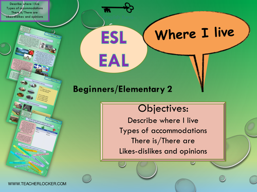 ESL - EAL Where I live - Where I am from  Unit 3 lesson 1 (lesson + exercises) (No Prep)