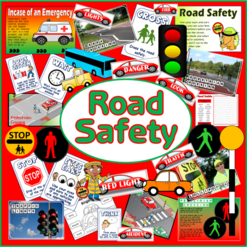 ROAD SAFETY TEACHING RESOURCES ROLE PLAY CHILD MINDER DISPLAY, EYFS, KS 1-2