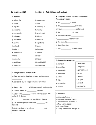 A-level French Unit 3 Cyber-society