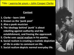 I Wanna Be Yours Edexcel Gcse English Lit Poem Teaching Resources