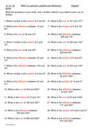 Product, sum and difference, Maths questions  Teaching Resources