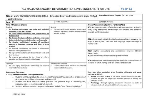 Wuthering Heights: Scheme of Work and Resources | Teaching Resources