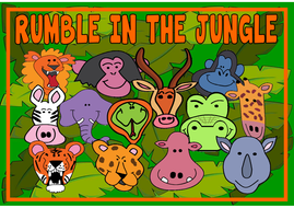 RUMBLE IN THE JUNGLE STORY TEACHING RESOURCES EYFS KS 1-2 STORY ANIMALS ...