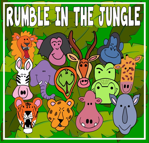 RUMBLE IN THE JUNGLE STORY TEACHING RESOURCES EYFS KS 1-2 STORY ANIMALS