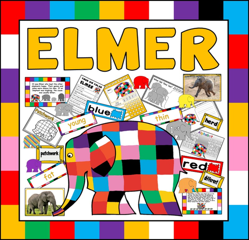 ELMER STORY TEACHING RESOURCES EYFS KS1 ENGLISH COLOURS LITERACY by ...