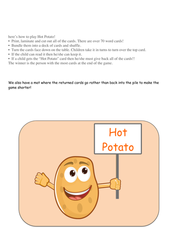 Hot Potato Phonics game ee family  Phonics screen games year 1