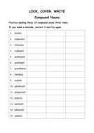 COMPOUND NOUNS: Look, Cover, Write - KS2 Spelling Practice, Puzzles and ...