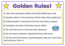 Classroom Rules Poster For Ict Suite Computer Room 7 Basic Rules By Brad Ashley