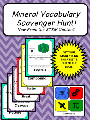 Minerals Vocabulary Scavenger Hunt Game