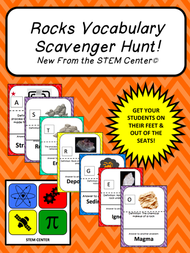 Rocks Vocabulary Scavenger Hunt Game