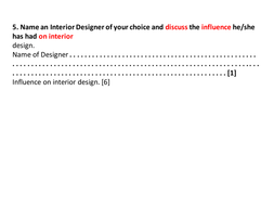 Gcse Textiles Interior Design Group Task And Exam Questions