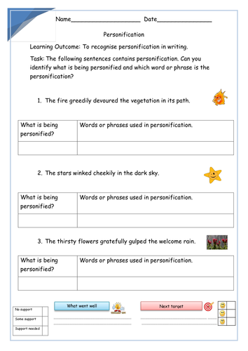 Personification - Set of 16 Worksheets by - UK Teaching Resources - TES