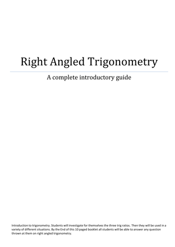Right Angled Trigonometry Workbook