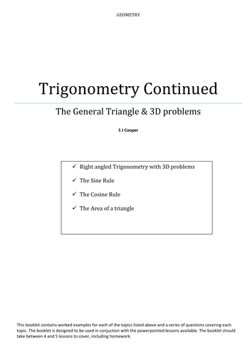 Further Trigonometry worksheets