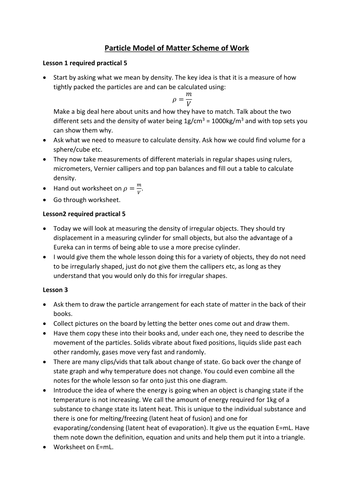 New AQA GCSE - Particle Model Of Matter Scheme of Work