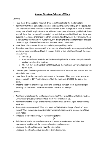 New AQA GCSE - Atomic Structure Scheme of Work