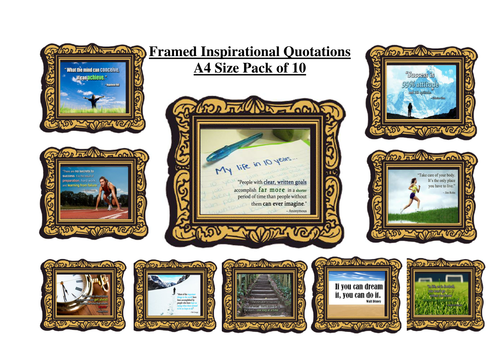 10 Framed Inspirational Quotations - Ideal for Displays