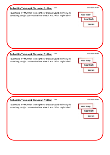 Probability Maths Mastery Thinking Discussion Questions