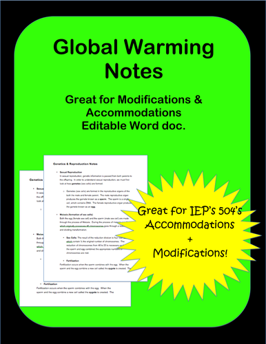 Global Warming: Notes 