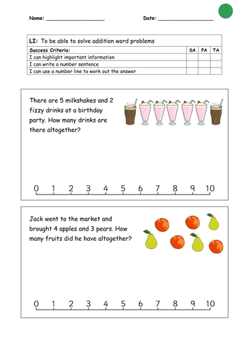 year 1 addition word problems new curriculum by inspireprimary