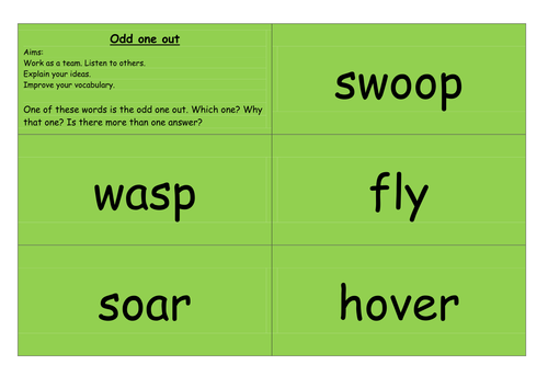 Odd One Out Vocabulary Game Teaching Resources