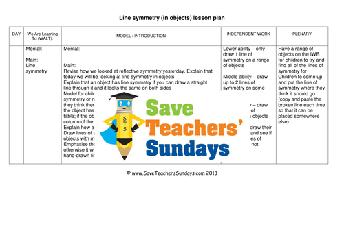Lines of Symmetry  KS2 Worksheets, Lesson Plans, PowerPoint and Plenary