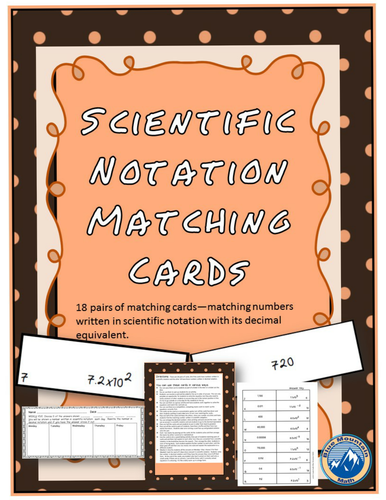 Scientific Notation Matching Card Set | Teaching Resources