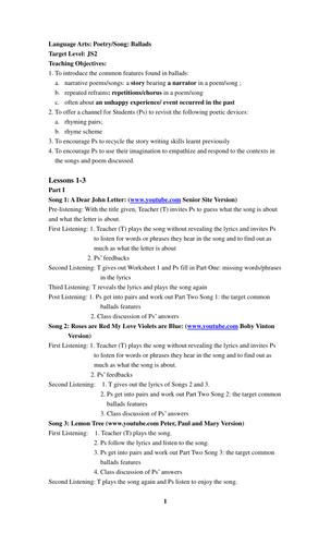 How to write ballads handout image